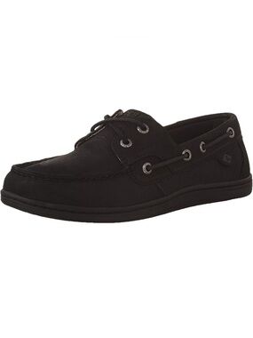 Sperry women  blue fish Black Leather Boat Shoe size 5m